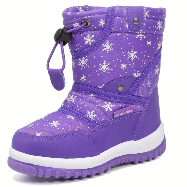 Bottes de neige enfant imperméables doublées fourrure – hiver mixte chaud antidérapant