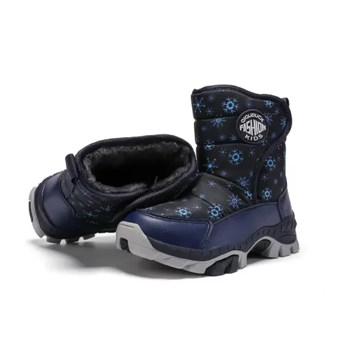 Bottes de neige garçon doublées polaire motif étoile – hiver chaud et antidérapant