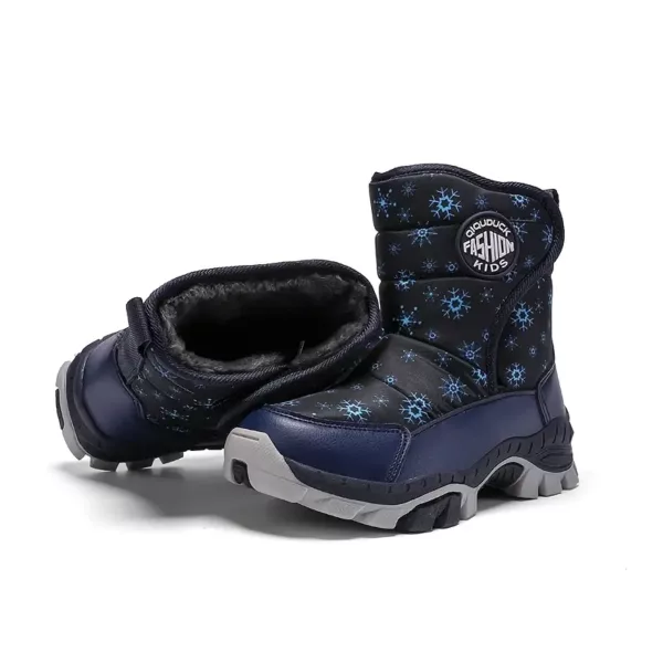 Bottes de neige garçon doublées polaire motif étoile – hiver chaud et antidérapant