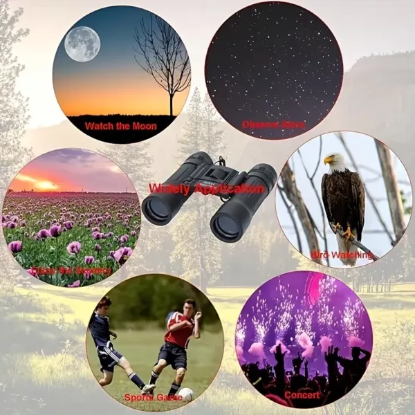 Jumelles compactes 10x25 pliables – idéales voyage, randonnée, concert, nature