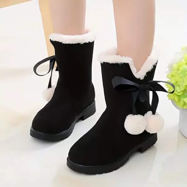 Bottes de neige fille fourrées polaire – fermeture zip, semelle PVC antidérapante