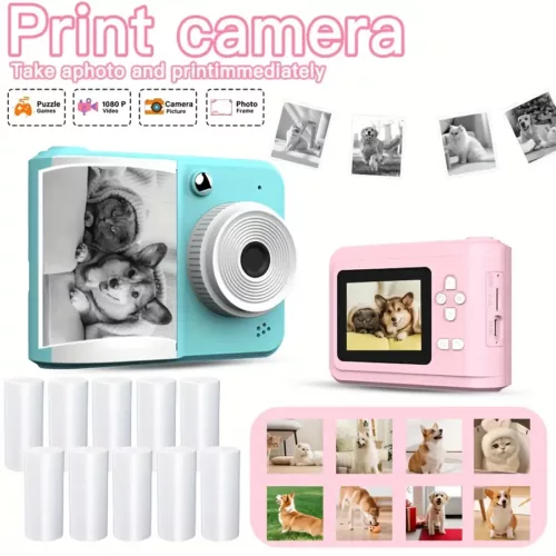 Appareil photo instantané enfant numérique – double objectif, carte SD incluse
