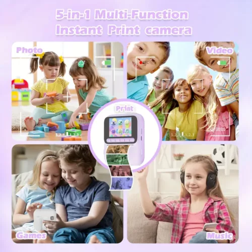 Appareil photo instantané enfant 48MP avec impression thermique et carte 32Go
