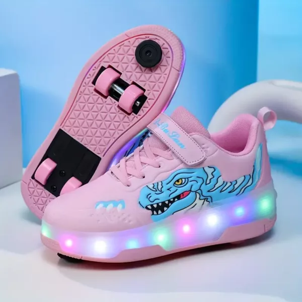 Chaussures à roulettes pour enfants avec lumières LED et freins rechargeables