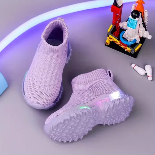 Chaussures de sport LED respirantes pour enfant – semelle lumineuse rechargeable
