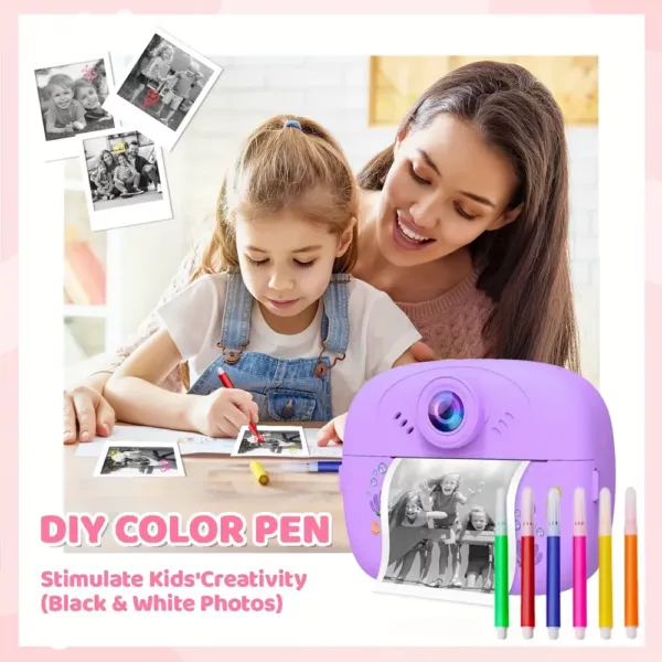 Appareil photo instantané enfant 1080P – double objectif, impression HD