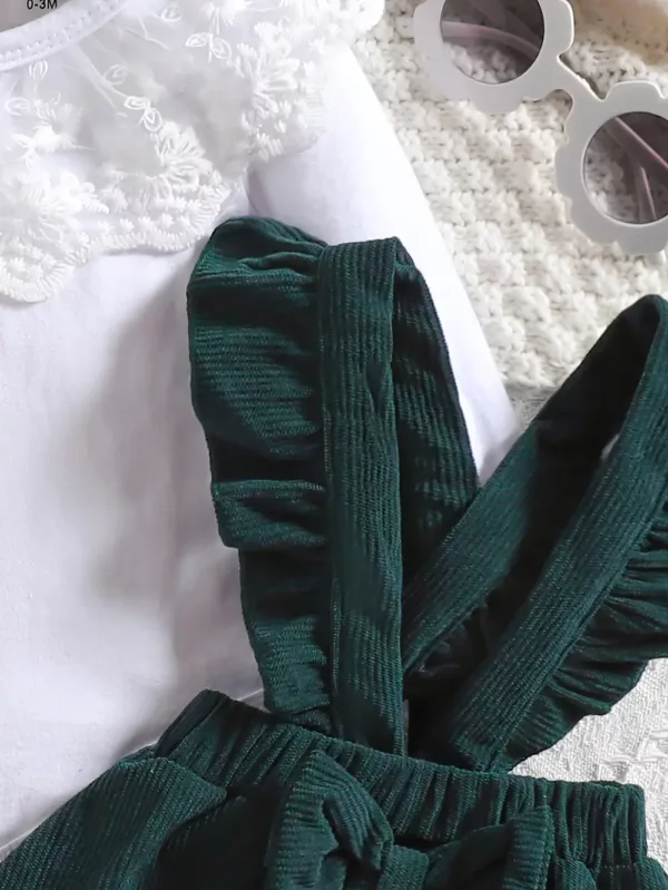 Ensemble robe bébé fille avec haut à manches longues – tenue de naissance douce