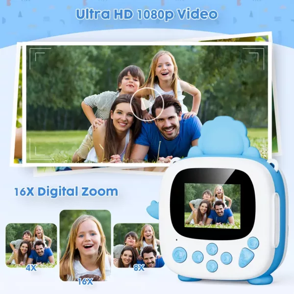 Appareil photo instantané enfant 1080P avec impression et carte 32 Go – Jouet ludique