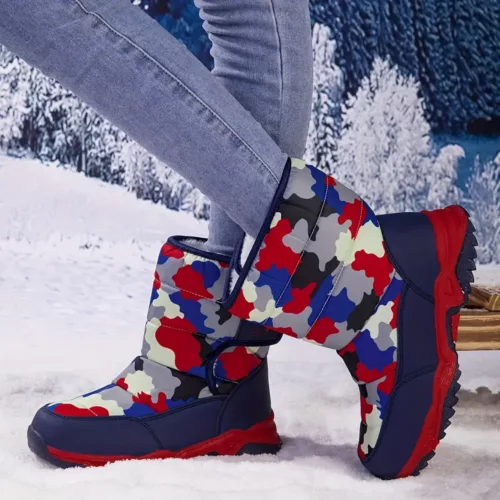 Bottes de neige enfant imperméables avec isolation chaude motif camouflage