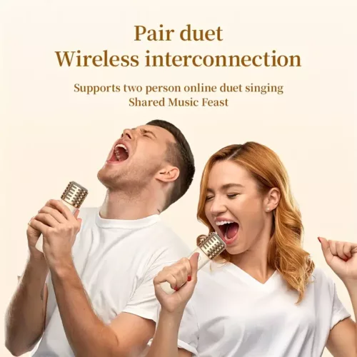Machine de karaoké portable avec micro sans fil et haut-parleur lumineux fête