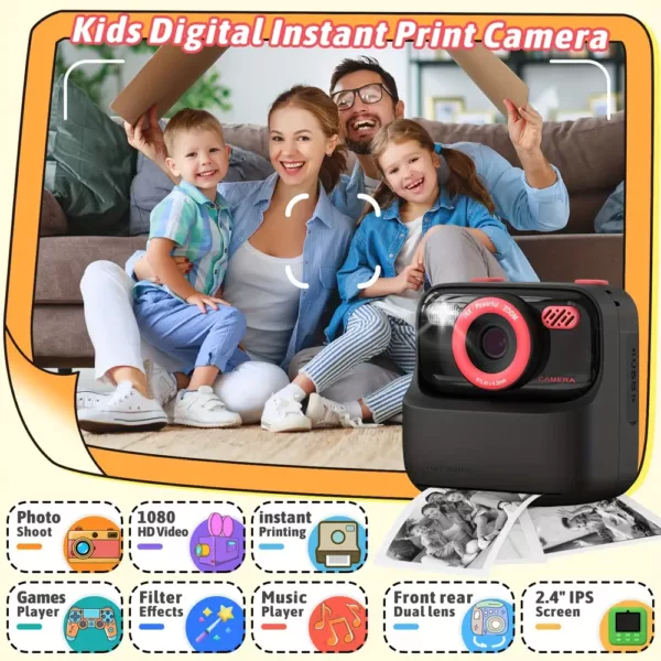 Appareil photo instantané enfant – caméra jouet avec impression thermique intégrée