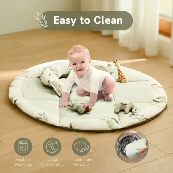Tapis d’éveil bébé avec jouets suspendus et oreiller – usage dès la naissance