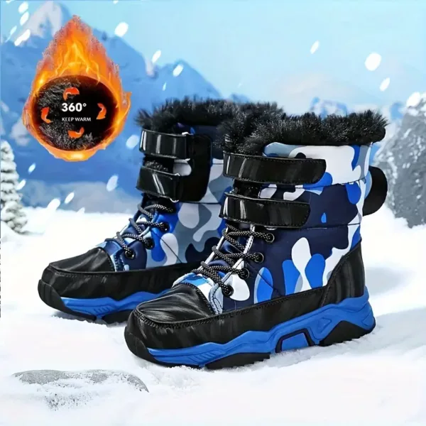 Bottes de neige garçon doublées polaire – chaussures d’hiver chaudes antidérapantes