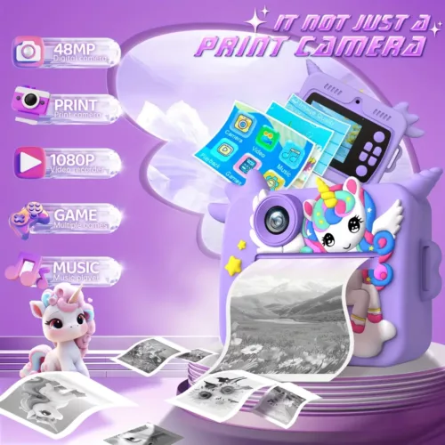 Appareil photo instantané enfant HD 1080p – caméra jouet avec impression photo