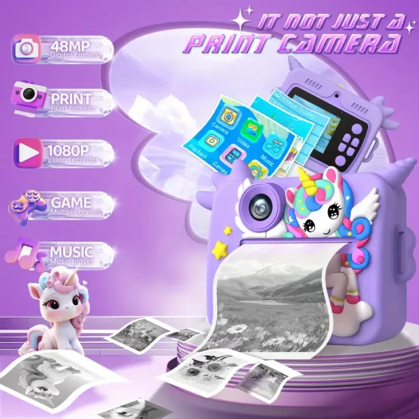 Appareil photo instantané enfant HD 1080p – caméra jouet avec impression photo