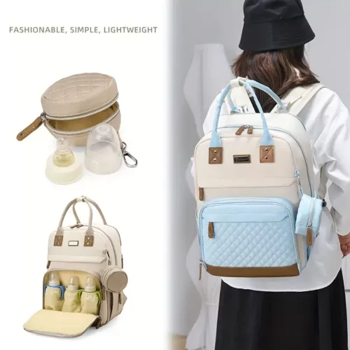 Sac à dos à langer multifonction – poches zippées et port USB intégré