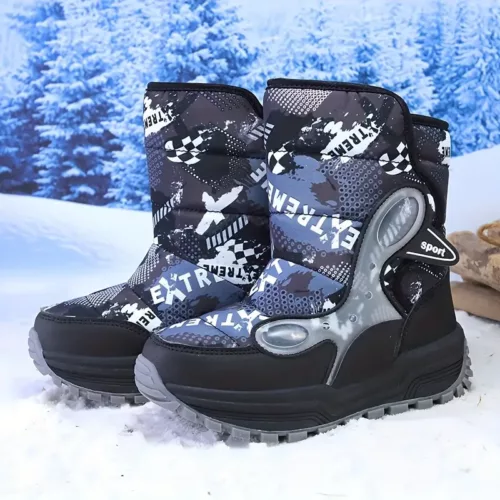 Bottes de neige enfant imperméables à motifs – doublées chaud pour l’hiver