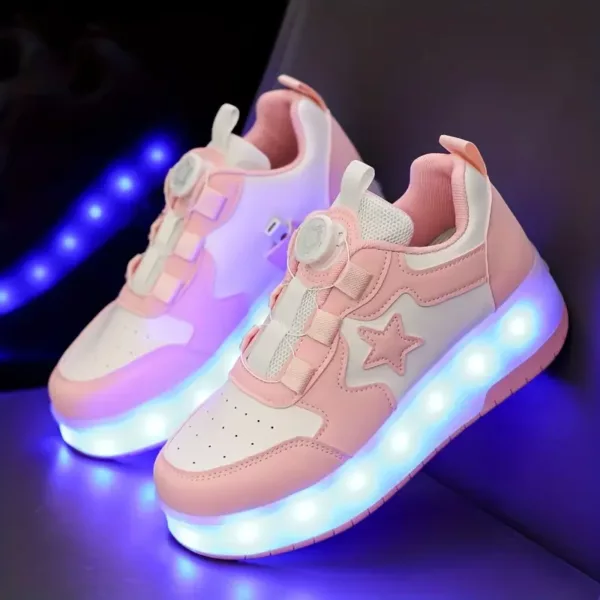 Chaussures à roulettes LED rechargeables pour filles – sneakers basses lumineuses