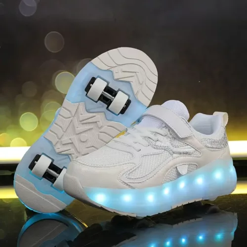Chaussures à roulettes LED USB – baskets lumineuses rechargeables unisexe