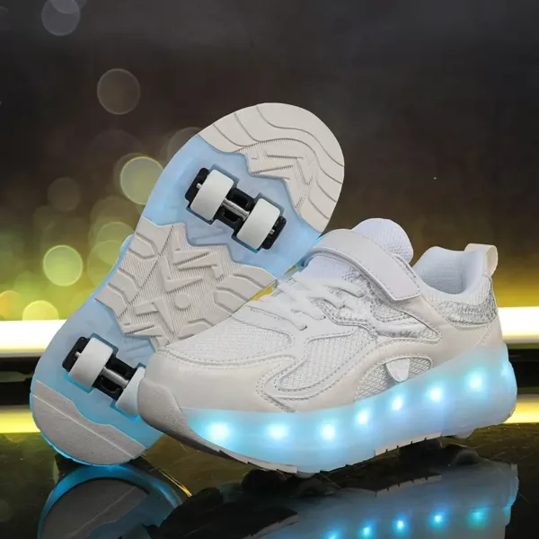 Chaussures à roulettes LED USB – baskets lumineuses rechargeables unisexe
