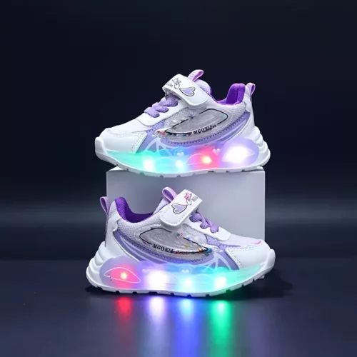 Baskets LED fille avec paillettes et cœurs – respirantes et ludiques