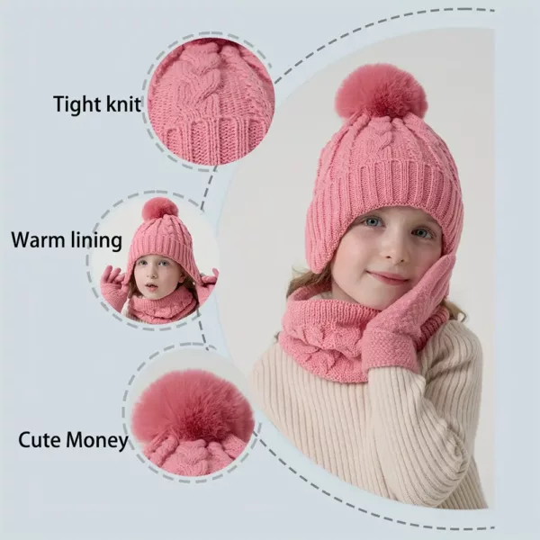 Ensemble hiver enfant 3 pièces – bonnet, tour de cou et gants doux et chauds