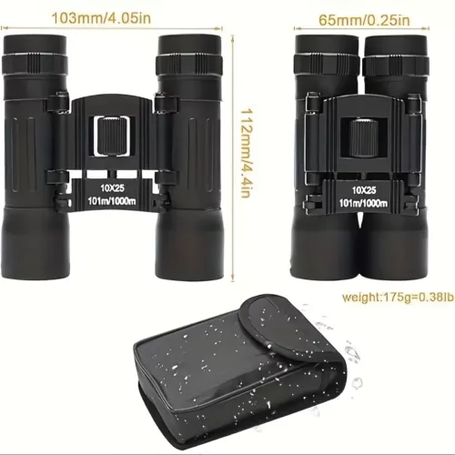 Jumelles compactes 10x25 pliables – idéales voyage, randonnée, concert, nature