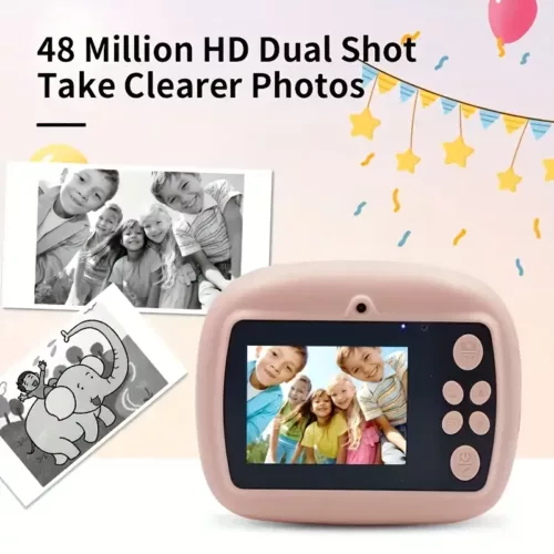 Appareil photo instantané enfant avec batterie longue durée et 3 rouleaux photo