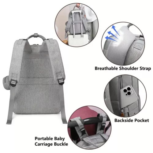 Sac à dos bébé multifonction avec attaches poussette et boîtier à sucette intégré