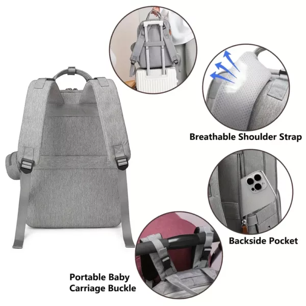 Sac à dos bébé multifonction avec attaches poussette et boîtier à sucette intégré