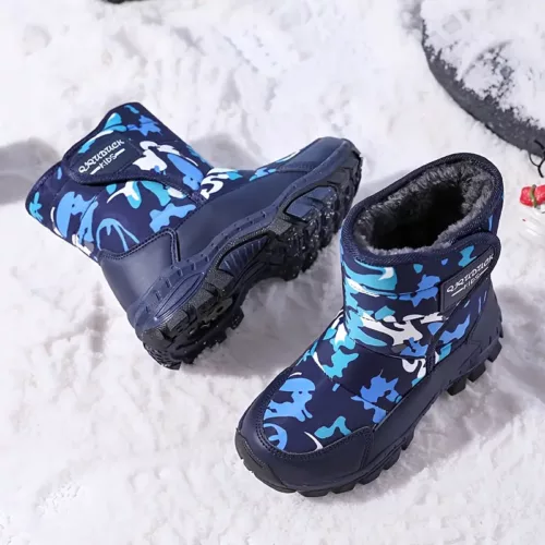 Bottes de neige enfant camouflage imperméables – chaleur et confort hivernal