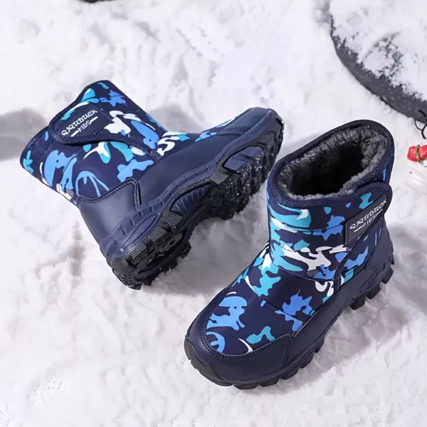 Bottes de neige enfant camouflage imperméables – chaleur et confort hivernal