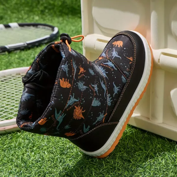 Bottes de neige enfant avec motifs dinosaure – imperméables et chaudes