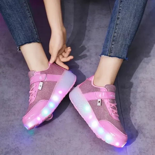 Chaussures à roulettes lumineuses pour enfants – design scintillant et tendance