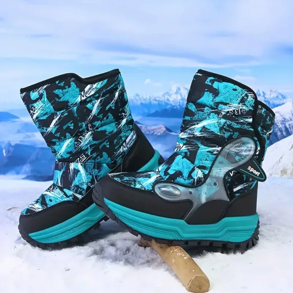 Bottes de neige enfant imperméables à motifs – doublées chaud pour l’hiver
