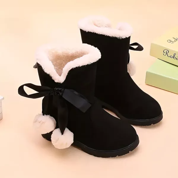 Bottes de neige fille fourrées polaire – fermeture zip, semelle PVC antidérapante