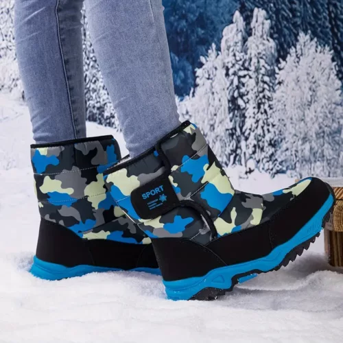 Bottes de neige enfant imperméables avec isolation chaude motif camouflage