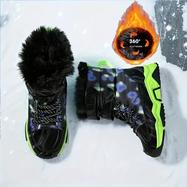 Bottes de neige garçon doublées polaire – chaussures d’hiver chaudes antidérapantes