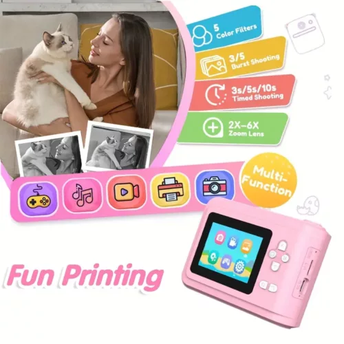 Appareil photo instantané enfant numérique – double objectif, carte SD incluse