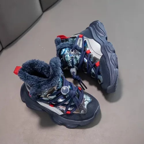 Bottes de neige fille fourrées polaire – montantes confort avec lacets élastiques