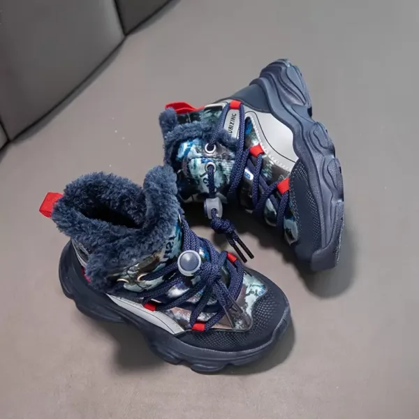 Bottes de neige fille fourrées polaire – montantes confort avec lacets élastiques