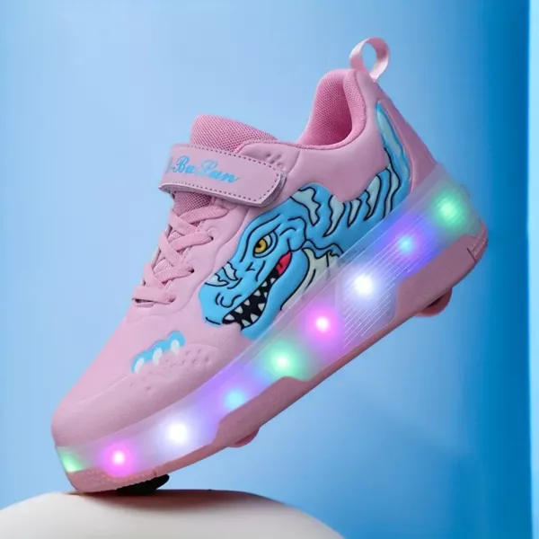 Chaussures à roulettes pour enfants avec lumières LED et freins rechargeables