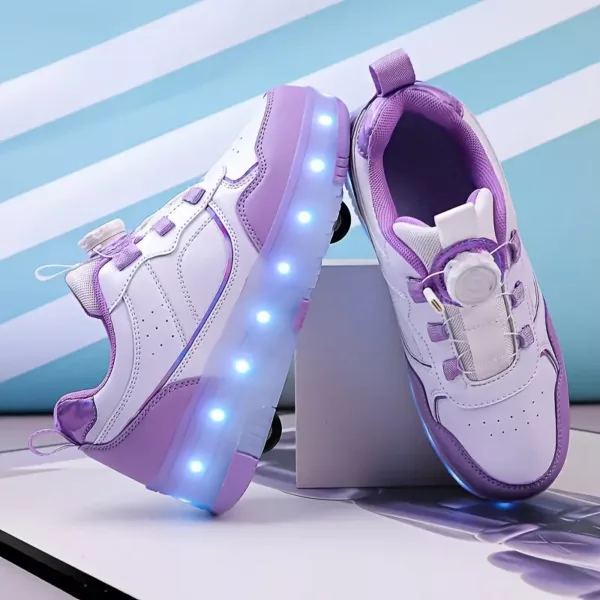 Chaussures à roulettes LED rechargeables pour filles – style 1980s lumineux