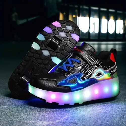 Baskets à roulettes LED détachables enfant – fermeture scratch, usage extérieur
