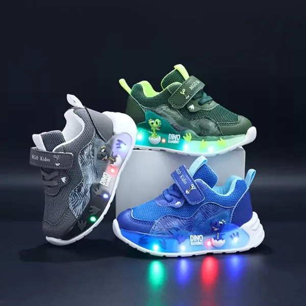 Baskets enfant motif dinosaure – chaussures légères respirantes demi-saison