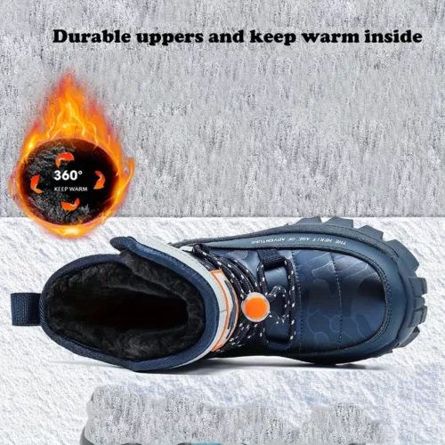 Bottes de neige enfant imperméables camouflage – chaleur et adhérence hiver