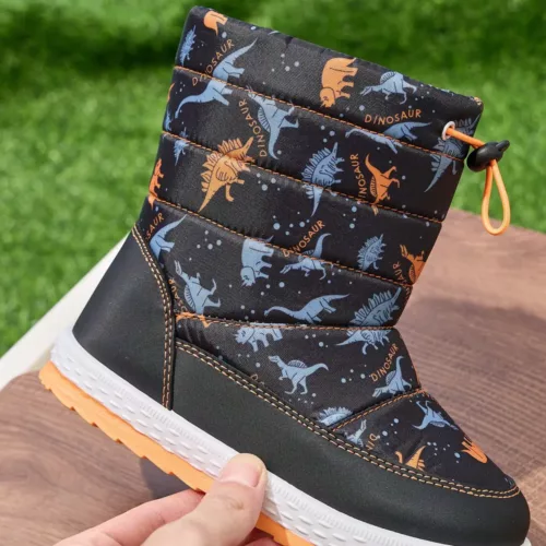 Bottes de neige enfant avec motifs dinosaure – imperméables et chaudes