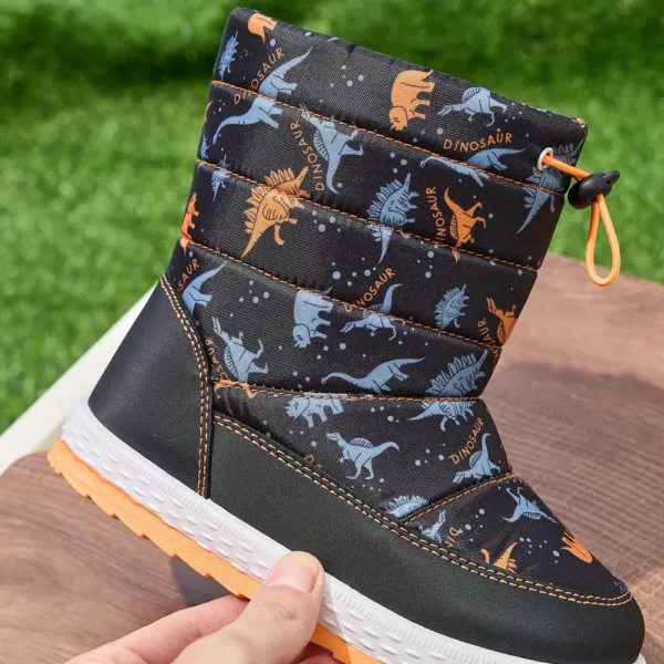 Bottes de neige enfant avec motifs dinosaure – imperméables et chaudes