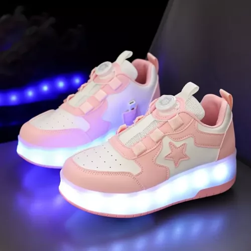 Chaussures à roulettes LED rechargeables pour filles – sneakers basses lumineuses
