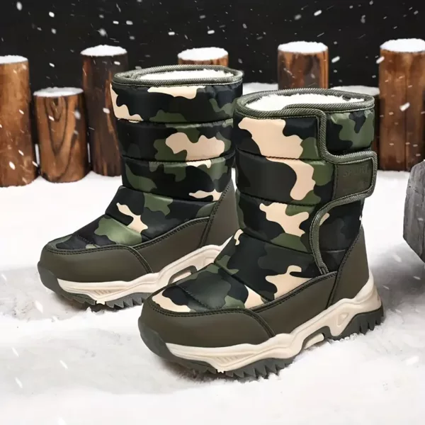 Bottes de neige enfant imperméables doublées chaud - camouflage hiver unisexe